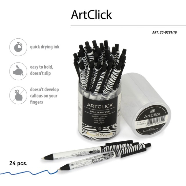 Ручка шариковая синяя BV ArtClick Человекозебра 0,5мм принт авт Превью 3