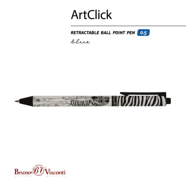 Ручка шариковая синяя BV ArtClick Человекозебра 0,5мм принт авт Превью 4