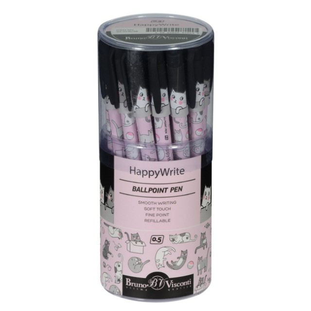 Ручка шариковая синяя BV HappyWrite Друзья. Котята 0,5мм Превью 3