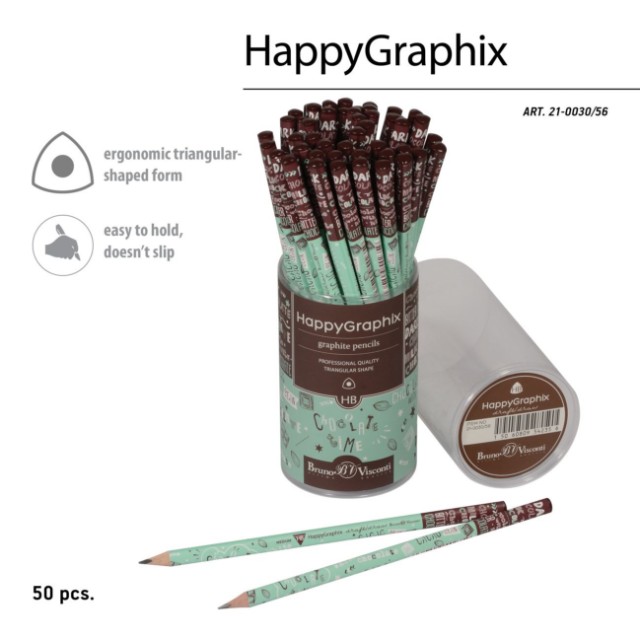 Карандаш ч/гр HB BV HappyGraphix Кофемания.Мятный капучино б/ластика Превью 3