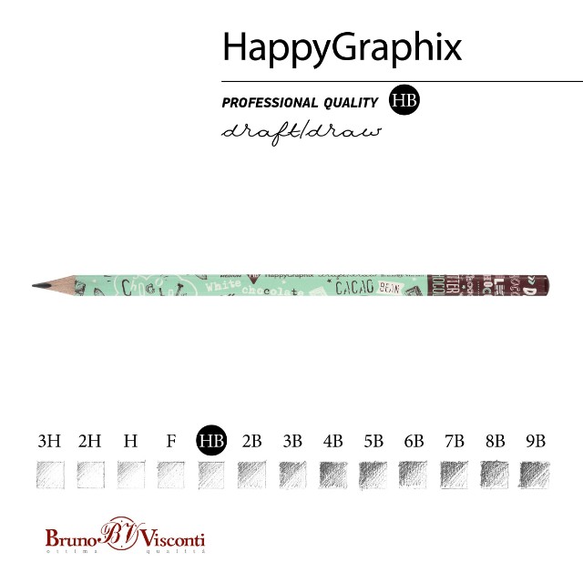 Карандаш ч/гр HB BV HappyGraphix Кофемания.Мятный капучино б/ластика Превью 1