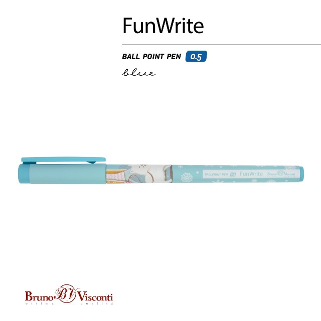 Ручка шариковая синяя BV FunWrite Городская прогулка. Лайка 0,5мм принт Превью 4