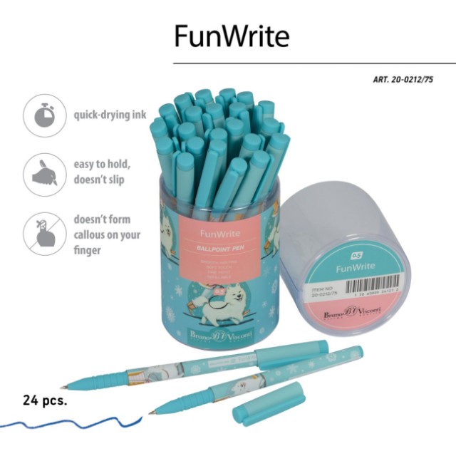 Ручка шариковая синяя BV FunWrite Городская прогулка. Лайка 0,5мм принт Превью 3
