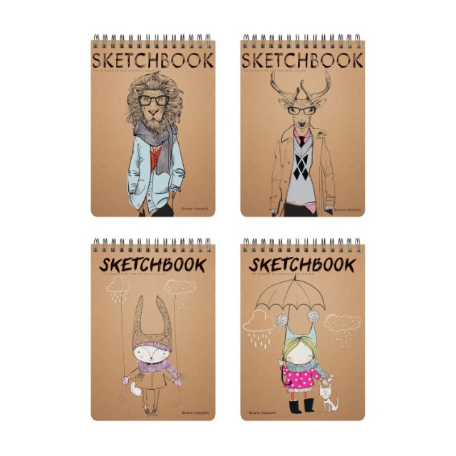 Скетчбук 185*250мм 120л тв спир BV крафт 70гр