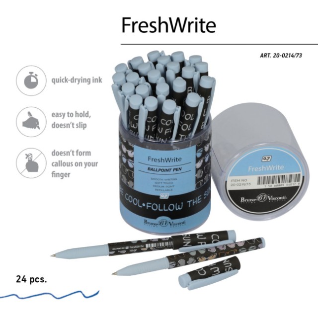 Ручка шариковая синяя BV FreshWrite Дамские штучки. Очки 0,7мм принт Превью 4