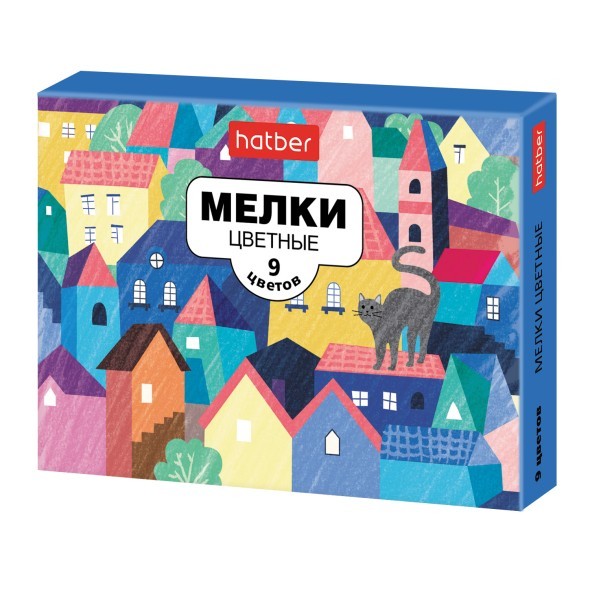 Мелки цветные 9 шт Hatber Городок в к/к Превью 2