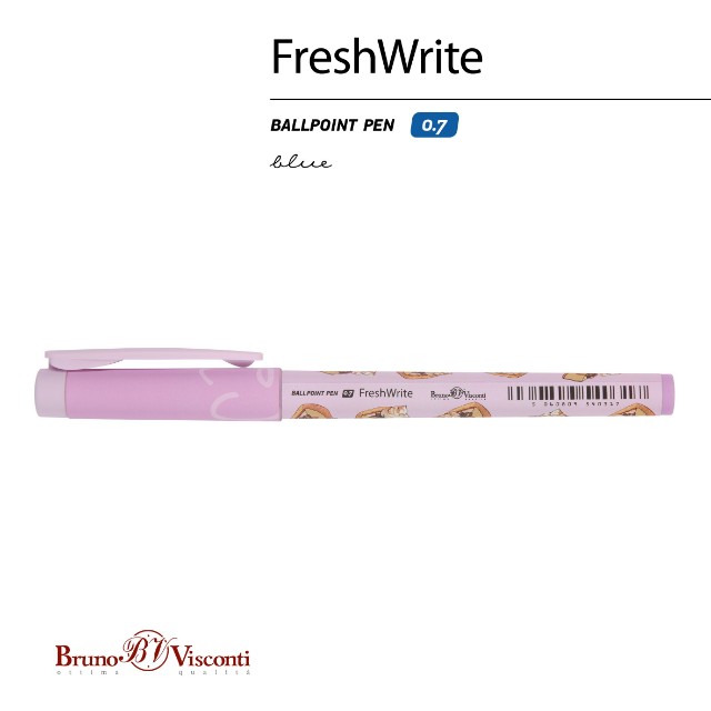 Ручка шариковая синяя BV FirstWrite Кофемания. Чизкейк 0,7мм принт Превью 3