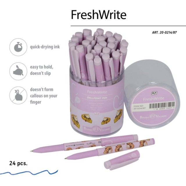 Ручка шариковая синяя BV FirstWrite Кофемания. Чизкейк 0,7мм принт Превью 1