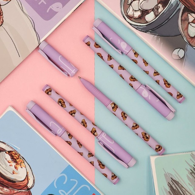 Ручка шариковая синяя BV FirstWrite Кофемания. Чизкейк 0,7мм принт Превью 2