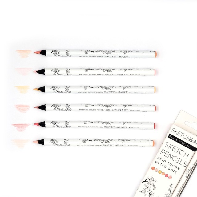 Карандаши цветные 6 цв скетч BV Sketch&Art утолщенные, 4мм, портрет Превью 2