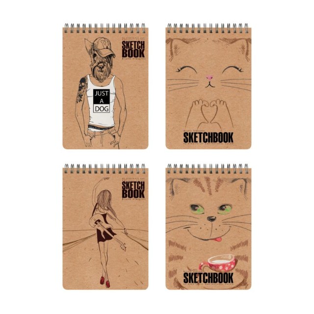 Скетчбук 200*205мм 80л тв спир BV Микс 4 вида 125гр/м2 кра Превью 6