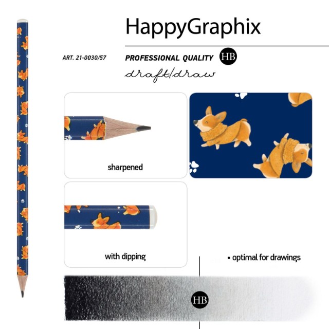 Карандаш ч/гр HB BV HappyGraphix Городская прогулка. Корги б/ластика Превью 3