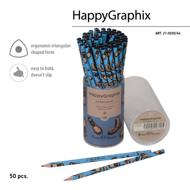 Карандаш ч/гр HB BV HappyGraphix Boots. Синие ботинки  б/ластика Превью 2