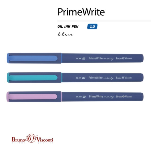 Ручка шариковая синяя BV PrimeWrite. Basic. Navy 1мм Превью 4