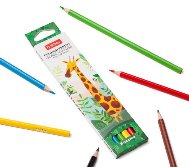 Карандаши цветные 6 цв Hatber Colora трехгран. к/к Превью 1