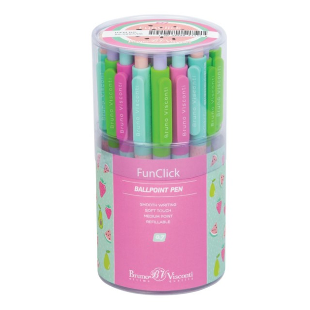 Ручка шариковая синяя BV FunClick Fruit Rain 0,7мм авт принт Превью 1