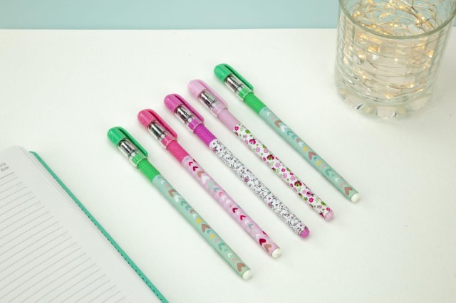 Ручка шариковая синяя BV MagicWrite Сердечки бирюзовые  0.5 Превью 5