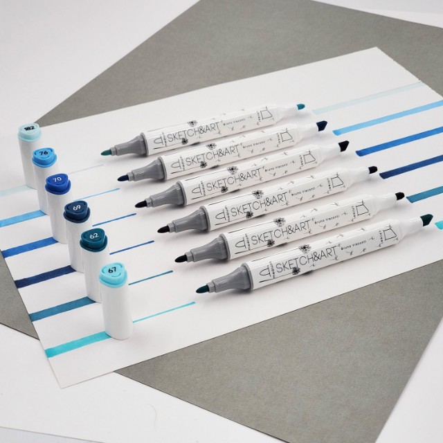 Маркеры д/скетчинга двуст 6цв 1-6мм BV Sketch&Art Морской пейзаж Превью 2