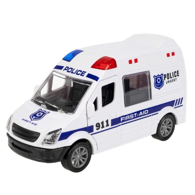 Машина Микроавтобус полиции инерционная, открыв.двери и багажник, белый 12см пласт Превью 6