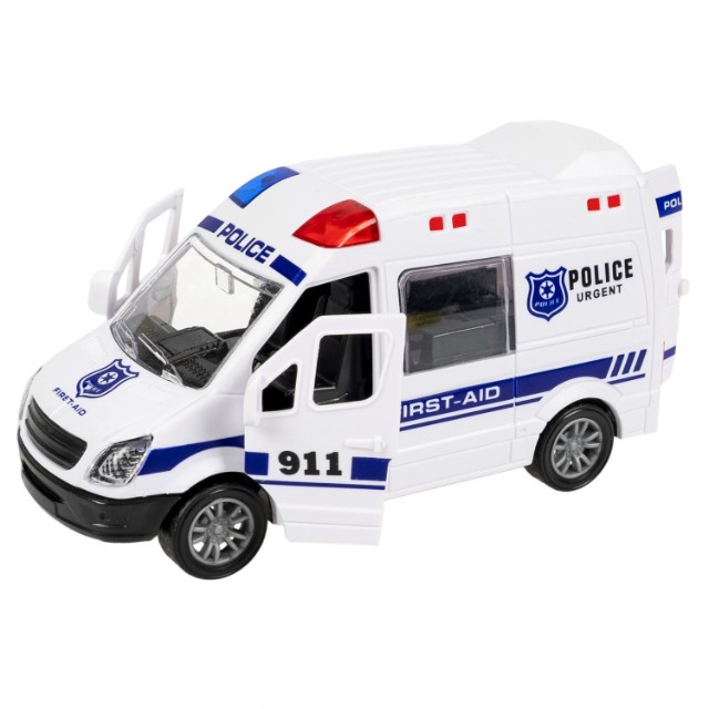 Машина Микроавтобус полиции инерционная, открыв.двери и багажник, белый 12см пласт Превью 4