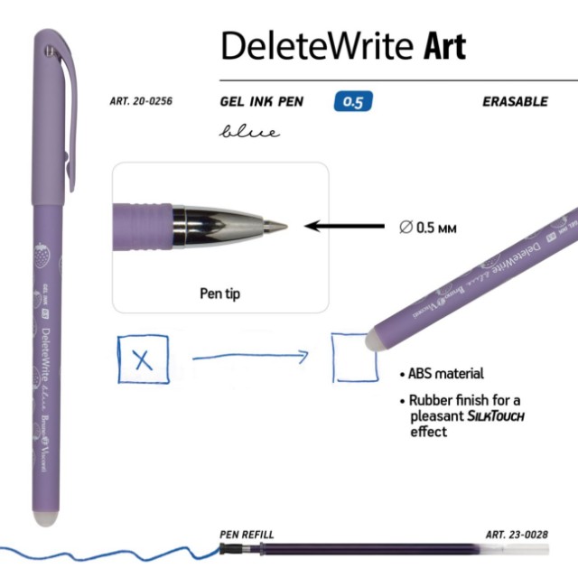 Ручка гелевая Пиши-стирай синяя BV Delete Write Art Клубнички 0,5мм Превью 1