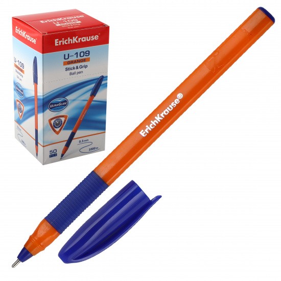 Ручка шариковая синяя EK U-109 Orange Stick&Grip 1.0, Ultra Glide Technology