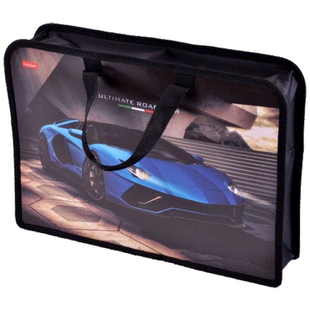 Сумка А4 пластик Hatber BLUEsupercar на молнии