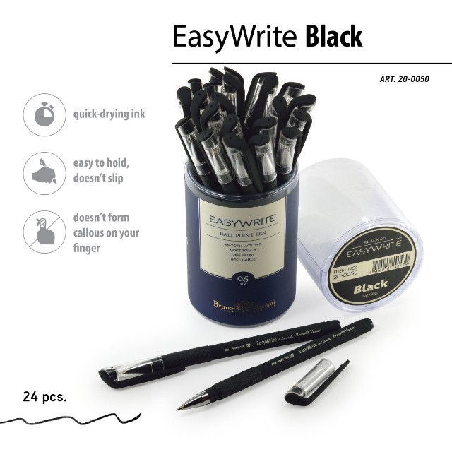 Ручка шариковая черная BV EasyWrite BLACK 05,мм Превью 1