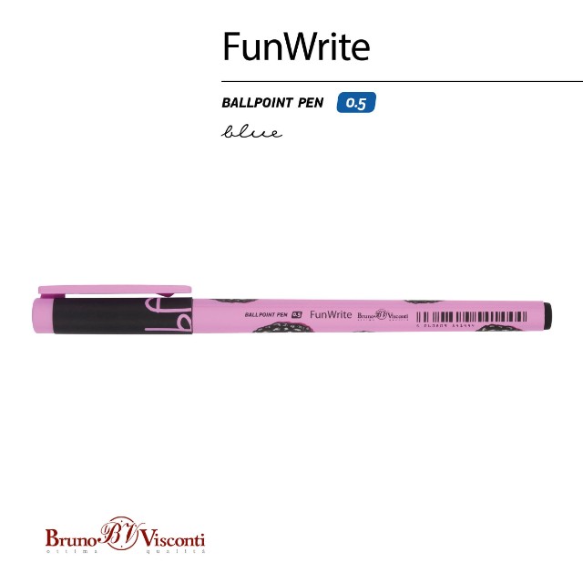 Ручка шариковая синяя BV FunWrite. Ягоды. Графика. Ежевика 0,5мм принт Превью 4
