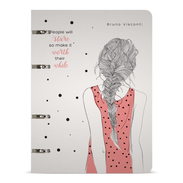 Тетрадь на кольцах пласт 80л BV Девушка с косичкой