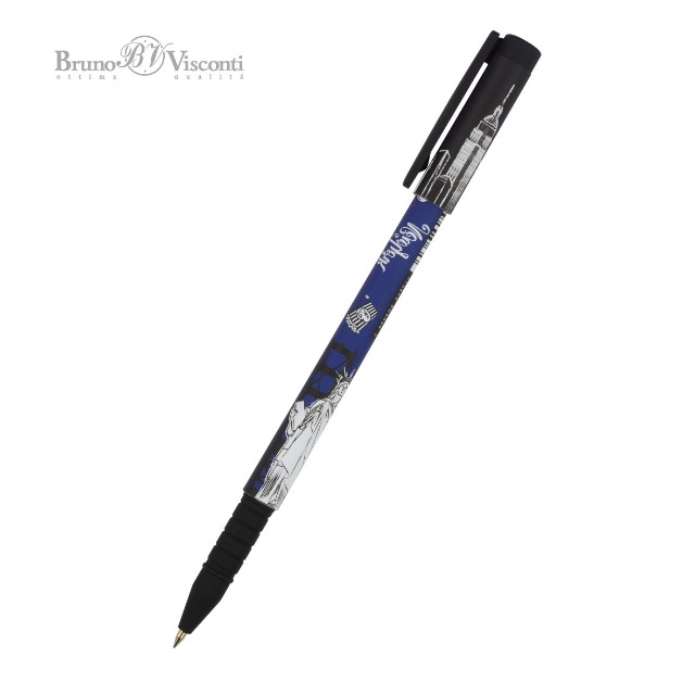Ручка шариковая синяя BV FunWrite Романтическое путешествие. Нью-Йорк 0,5мм принт