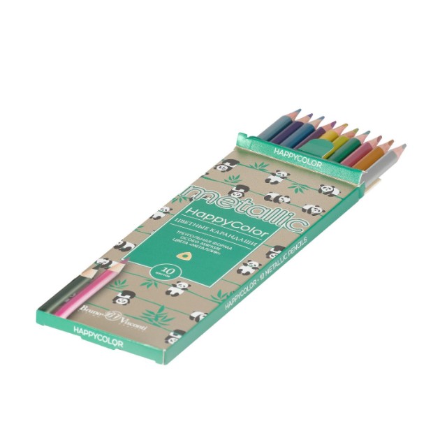 Карандаши цветные 10 цв BV HappyColor металлизиров. Превью 7