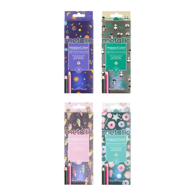 Карандаши цветные 10 цв BV HappyColor металлизиров. Превью 13