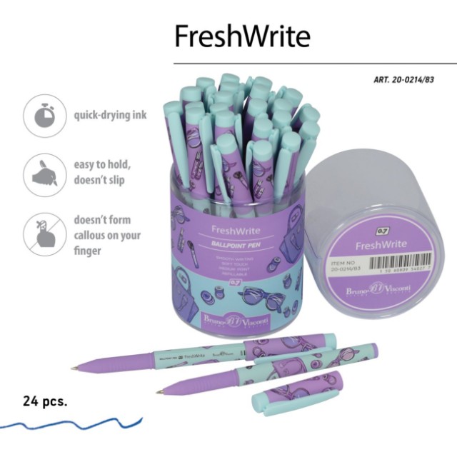 Ручка шариковая синяя BV FirstWrite Life Style. Lilac dream 0,7мм принт Превью 1