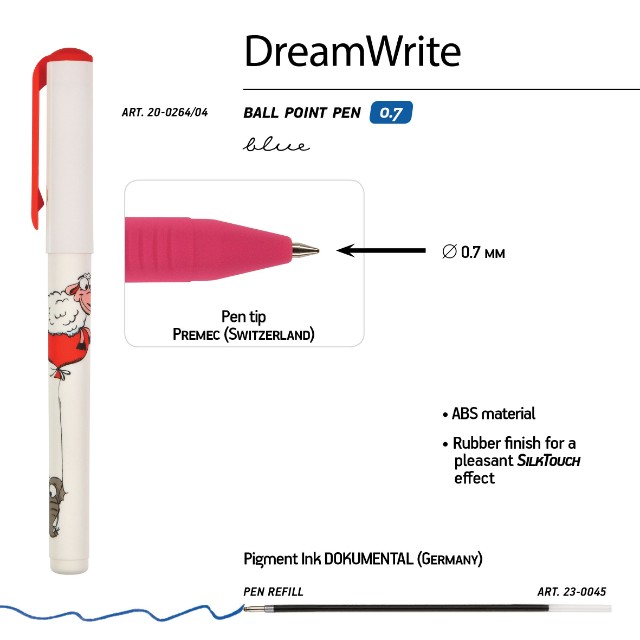 Ручка подар шар BV DreamWrite синяя 0,7мм Мультяшные зверушки 3 вида