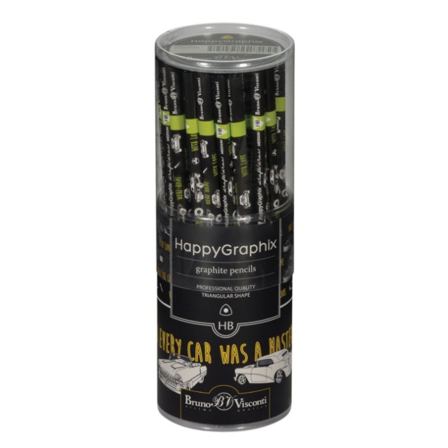 Карандаш ч/гр HB BV HappyGraphix Машины. Цвет салатовый б/ластика Превью 5