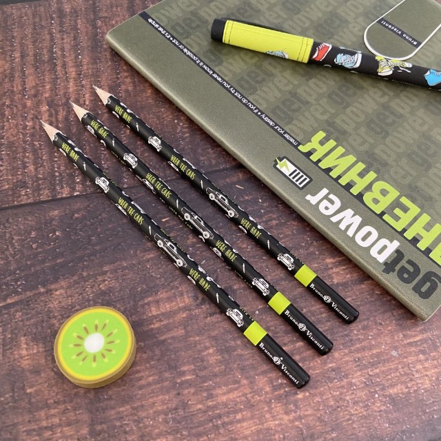 Карандаш ч/гр HB BV HappyGraphix Машины. Цвет салатовый б/ластика Превью 4