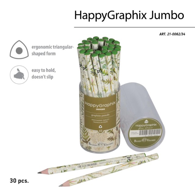 Карандаш ч/гр толстый 4B BV HappyGraphix Jumbo. Луговые травы 3.5 MM Превью 2