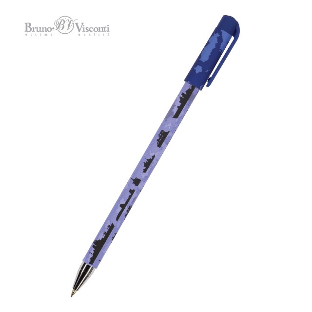 Ручка шариковая синяя BV HappyWrite Военный паттерн. Корабли 0,5мм принт