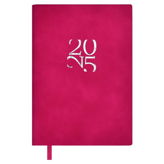 Ежедневник А6 2025г Escalada Бейбискин малиновый (кожзам