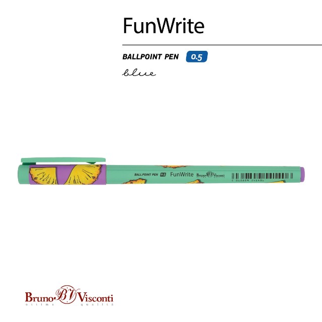 Ручка шариковая синяя BV FunWrite Fresh&fruity Ананас 0.5мм принт Превью 4