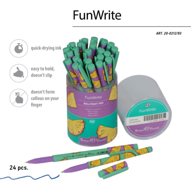 Ручка шариковая синяя BV FunWrite Fresh&fruity Ананас 0.5мм принт Превью 1