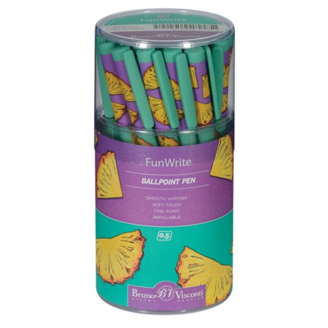 Ручка шариковая синяя BV FunWrite Fresh&fruity Ананас 0.5мм принт Превью 3