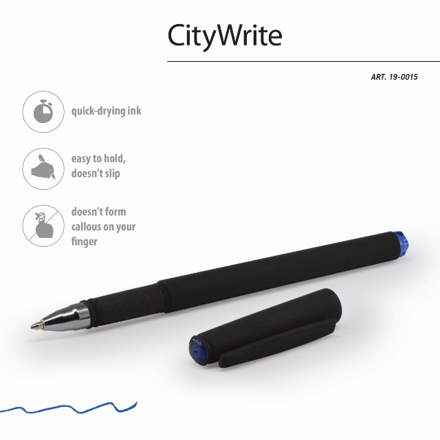 Ручка шариковая синяя BV CityWrite Black черн. корпус под персонализацию Превью 1