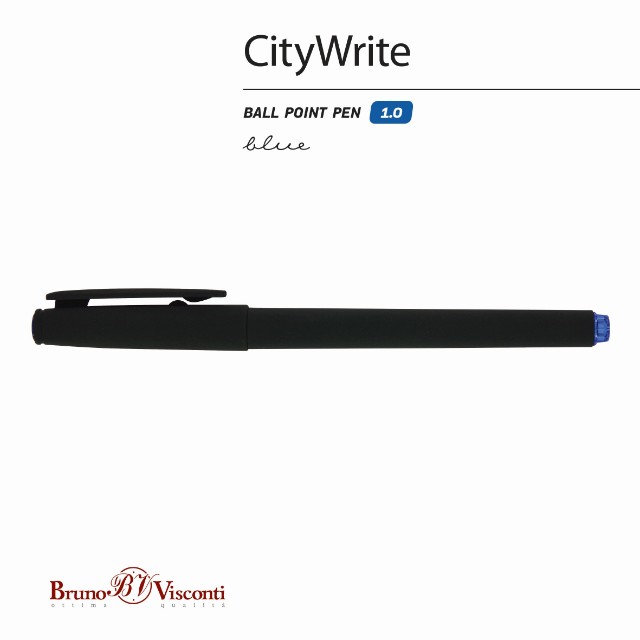 Ручка шариковая синяя BV CityWrite Black черн. корпус под персонализацию Превью 3