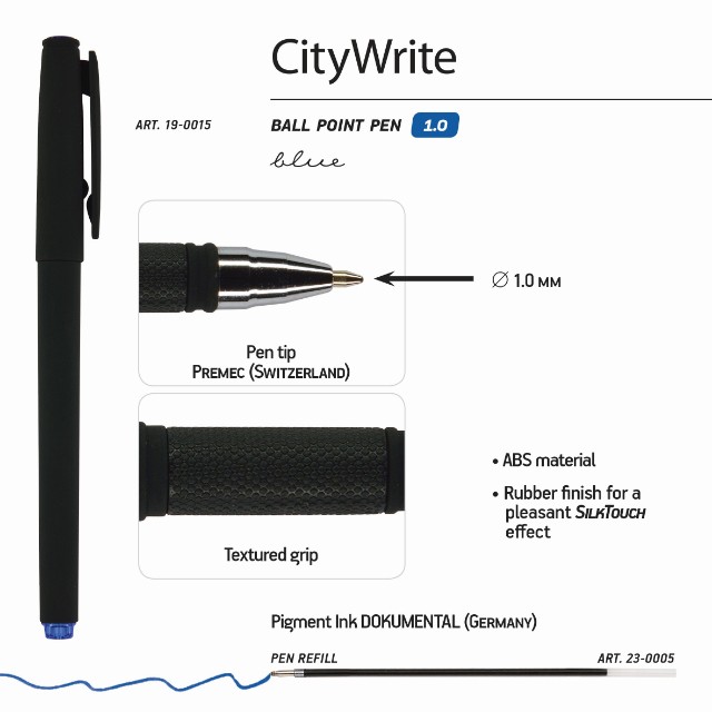 Ручка шариковая синяя BV CityWrite Black черн. корпус под персонализацию Превью 2
