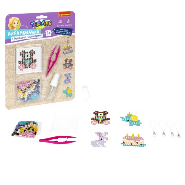 Творч Аквамозаика с бусинами-цилиндрами "У мишки День Рождения" Превью 4