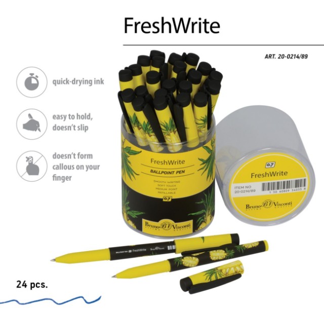 Ручка шариковая синяя BV FreshWrite. Fresh&Fruity. Ананас 0,7мм принт Превью 5