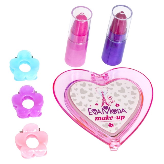 Набор детской декоративной косметики Bondibon Eva Moda: помады 2цв, сердечко с блеском для губ 6цв Превью 3