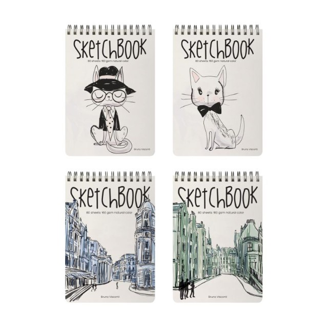 Скетчбук 185*250мм 80л тв спир BV Микс 4 вида 160гр/м2 Превью 6